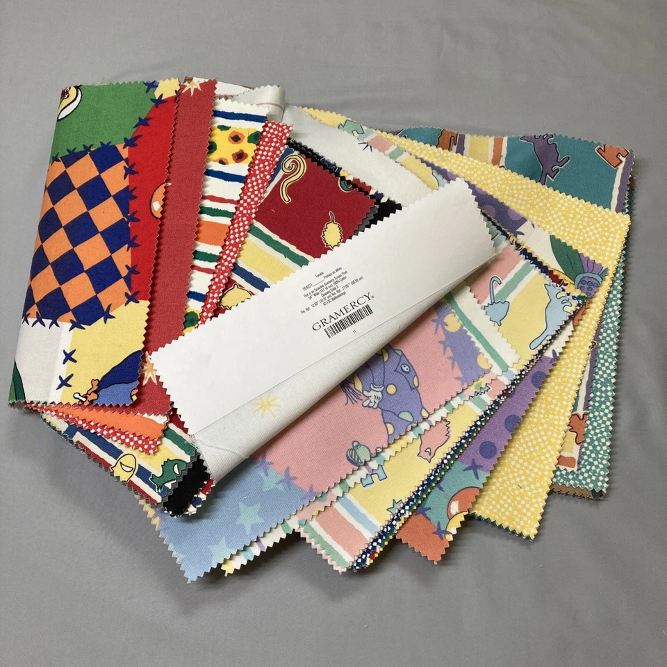 Gramercy Treasure Chest Upholstery Fabric Sample Book Toys Clowns 33 Pieces - Image 1 of 4