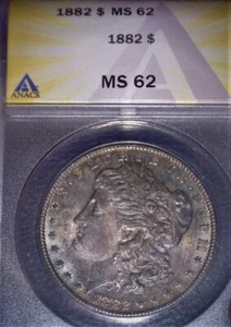 1882 Morgan Silver Dollar ANACS  MS62 , Super Toned, Issue Free - Picture 1 of 5