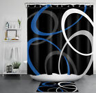 Niebieska kreatywna w paski czarno-biała zasłona prysznicowa zestaw akcesoriów łazienkowych