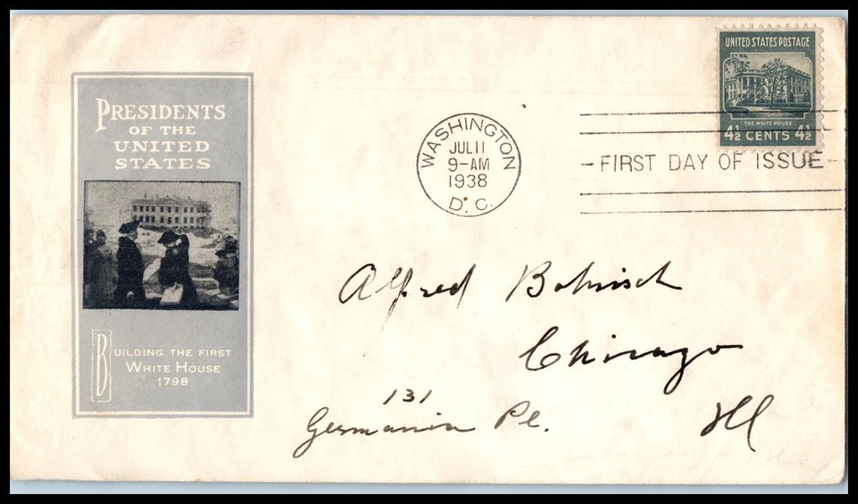 1938 White House 4.5c Prexy Sc 809-1f FDC with Harry Ioor cachet (E09 - Image 1 of 1