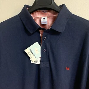 Neu Ferrioni FRN FRN86 Golf Polo Langarm Steinbock Herren Größe XL Marineblau - Bild 1 von 6