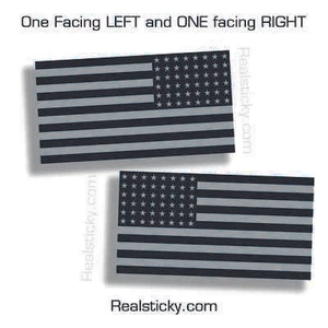 2 Black Gray USA Flag Sticker American Military Subdued Car Vehicle Window Decal - Picture 1 of 1