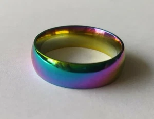 🌈 Regenbogen Ring 6mm Edelstahl Gr.17-21 Rainbow Multicolor Pangolin Rettung  - Bild 1 von 3