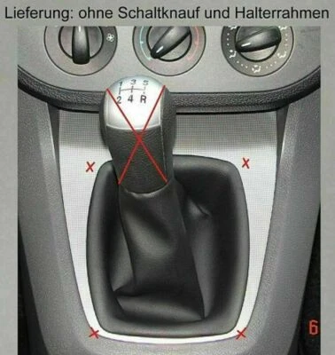 Cuffia cambio per Ford Focus C-Max borsa cambio 100% vera pelle nero grigio - Immagine 1 di 4