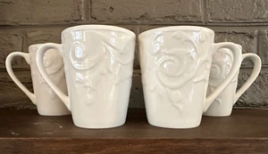 Mikasa Sadie Mugs Set of 4 White Bone China Swirl Organic BRAND NEW! - Picture 1 of 12