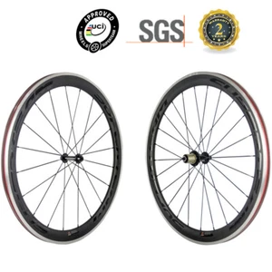 700C Carbon Wheels 50mm Road Bike Alloy Brake surface Carbon Wheelset 3k Matte - Picture 1 of 10