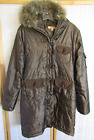 NIB Tulle Anthropologie Brown Button Front Furry Hood Women&#39;s Puff Coat L