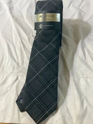 $69 Nueva corbata de cuello ajustada a cuadros gris carbón talla uno Alfani para hombre Foto 1 de 4
