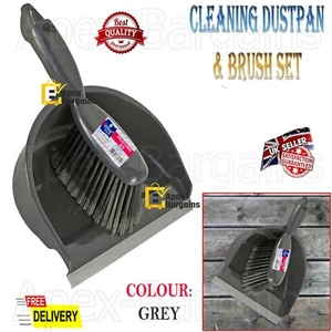 Große strapazierfähige Staubpfanne und Bürste breite Staubpfanne Reinigung Kehren Garten Set UK - Bild 1 von 4