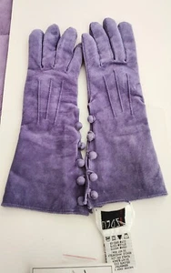 Lizden Washable Leather Suede Long Gloves Medium Purple Size Small New With Tags - Picture 1 of 6
