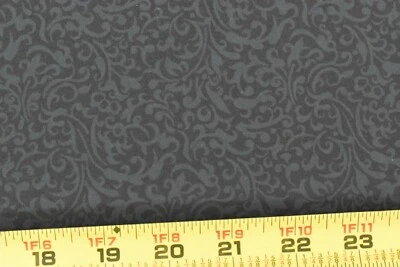 By 1/2 Yd, Gray Filigree on Black Quilt Cotton, Marcus Brothers, P2759 - Image 1 of 4