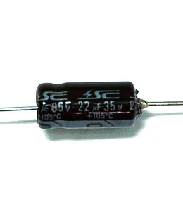 50pc Electrolytic Capacitor GHA 22uF 35V 105℃ 2000hrs φ6x12mm Axial RoHS SC - Picture 1 of 4