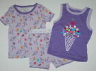 Toddler Girls PJ 3 Pc BUTTERFLY Flowers Shorts Tank Tee PURPLE 18 Mo 24 Mo 3T 5T