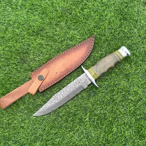 CUSTOM HANDMADE J2 STEEL BOWIE KNIFE, CAMPING JAGDMESSER MIT SCHEIDE, SN-5455 - Bild 1 von 6