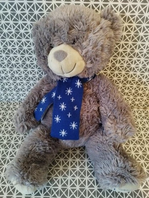 Peluche doudou ours gris écharpe bleue flocons blanc 32 cm La Grande Récré - Photo 1/4