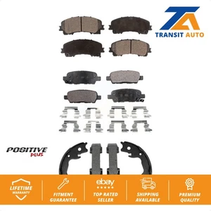 Front Rear Semi-Metallic Brake Pads And Parking Shoes Kit For Nissan Rogue - Picture 1 of 12