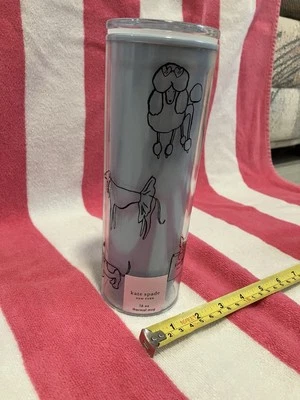 Taza térmica Kate Spade New York 16 oz vaso perros “fiesta de perros” nueva Foto 1 de 4