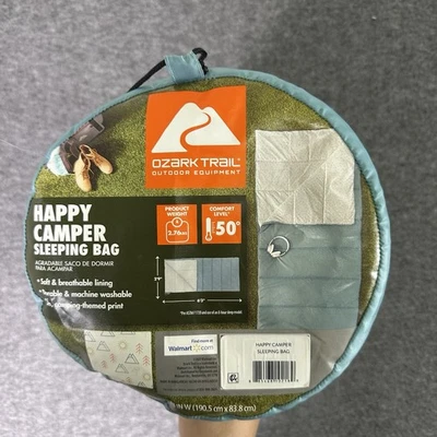 Ozark Trail Happy Camper 50-Degree Warm Weather Rectangular  Sleeping Bag NEW  - Image 1 of 4