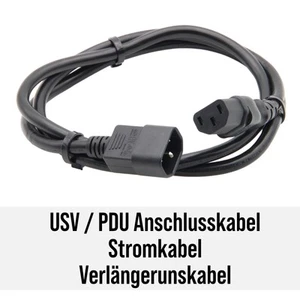 Kabel przyłączeniowy UPS / PDU Kabel zasilający Przedłużacz 1,35m C13 na C14 Czarny - Zdjęcie 1 z 3