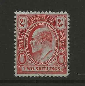 Turks & Caicos SG125 EDVII 2s rot/grün fein gebraucht Katze 75£ - Bild 1 von 2