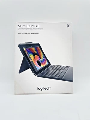 Logitech Slim Combo Case Backlit Bluetooth Keyboard For iPad 5 & 6 - Black - New - Image 1 of 4