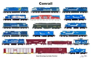 Poster orizzontale Conrail 11""x17"" firmato da Andy Fletcher - Foto 1 di 1