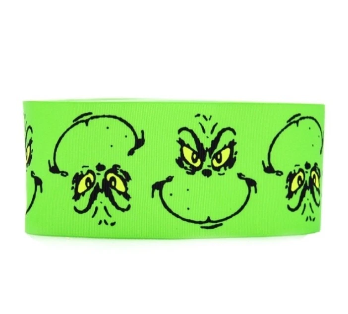 3" Christmas Grosgrain Ribbon 50 yard roll WHOLESALE PRICING Green Santa - Image 1 of 1