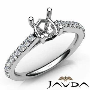 Anillo de compromiso ovalado de diamantes semi montura conjunto de puntas compartidas oro blanco de 14 k 0,3 quilates - Imagen 1 de 12