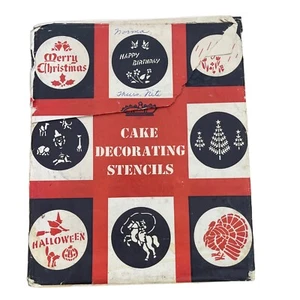 Vintage Cake Decorating Stencils 7 Various Themes Birthday,Halloween,Western - Picture 1 of 9