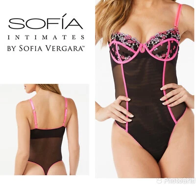 Women's Embroidered Thong Bodysuit from Sofia Vergara Intimates - Image 1 of 4