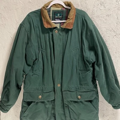 VTG RAINFOREST Jacket Men's L Barn Core Leather Collar Flannel Lined Adjustable - Image 1 of 4