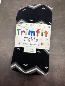 Trimfit Girls' Cotton-Spandex Tights (L 10-14) | Black Pattern | NWT - Picture 1 of 3