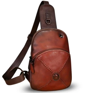 Bolso Bandolera Pequeño de Cuero Genuino para Mujeres Hombres Mochila Bandolera Cartera - Imagen 1 de 14