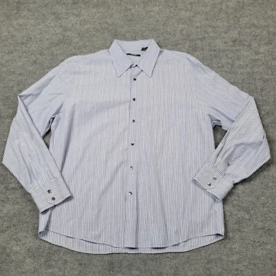 Camisa Mondo di Marco Hombre 2XL XXL Azul Blanco Rayas Manga Larga Abotonada Informal Foto 1 de 4