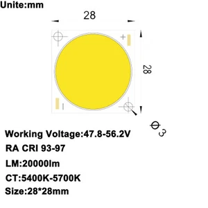 High CRI 95+ RA 93-97 High Power COB LED Daylight White 5600K 56V 3.5A 200W - Picture 1 of 6