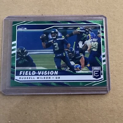 Donruss Elite Field Vision 2021 verde Russell Wilson Seattle Seahawks #FV3 A-53 Foto 1 de 2