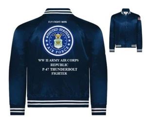 REPUBLIC P-47 THUNDERBOLT * AAC* AIR FORCE*EMBROIDERED SATIN JACKET(BACK ONLY) - Picture 1 of 12