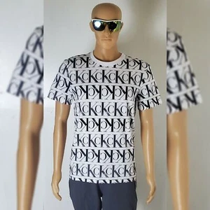 NWT CALVIN KLEIN TSHIRT MEN'S SHORT SLEEVE CREW NECK ALLOVER PRINT INVERSE LOGO - Picture 1 of 7