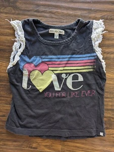 Size 6 S Billabong Love You For Like Ever Distressed T-Shirt Gray Girl Top - Picture 1 of 4