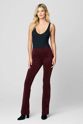 Blank NYC Faux Suede Patch Pockets Mini Bootcut Pants In Roasted Eggplant... - Image 1 of 4
