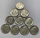 LOT OF 10FDR 90% SILVER DIMES 1950-54, 1956-60, D S & P US COINS CIRCULATED *434