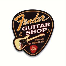 Fender Guitar Shop Sign Electric Wood Vintage Style Pick Guard String Band
