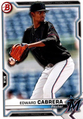 2021 Bowman Prospects Edward Cabrera Miami Marlins #BP-141 - Image 1 of 2