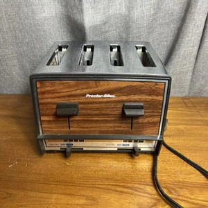 Vintage Proctor-Silex Toaster. Wood Grain. 4 Slices. Works  - Picture 1 of 8