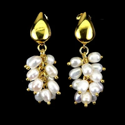 925 Sterling Silver Earrings Baroque Pearl 5x4mm Natural Gemstone Jewelry - Image 1 of 4