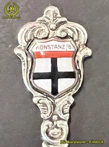 Seltener Sammlerlöffel - Silberlöffel KONSTANZ/B. 800 EHJ - Emaille ca. 8,17 g. - Bild 1 von 9