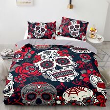 Sugar Skull Duvet Cover with Pillow Cases Bedding Set Single Double King Size UK