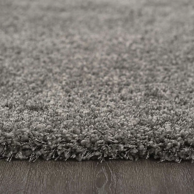 Soft Fluffy Shaggy High Pile Rug Bedroom Living Room Dorm Dark Grey Carpet - Image 1 of 2