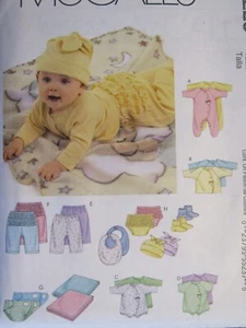 McCALLS 6223 Infants Coveralls Top Bodysuit Pants Booties Bib Hat+ PATTERN OS UC - Picture 1 of 3