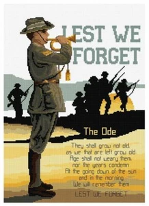 Country Threads LEST WE FORGET Counted Cross Stitch Kit, FJ-1051, Tracked Post - Imagen 1 de 2